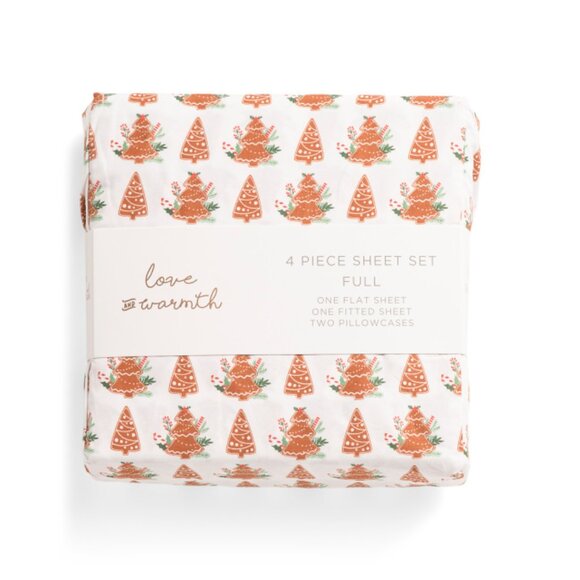 S L HOME FASHIONS multi Gingerbread Trees Sheet Set - Picture 1 of 2